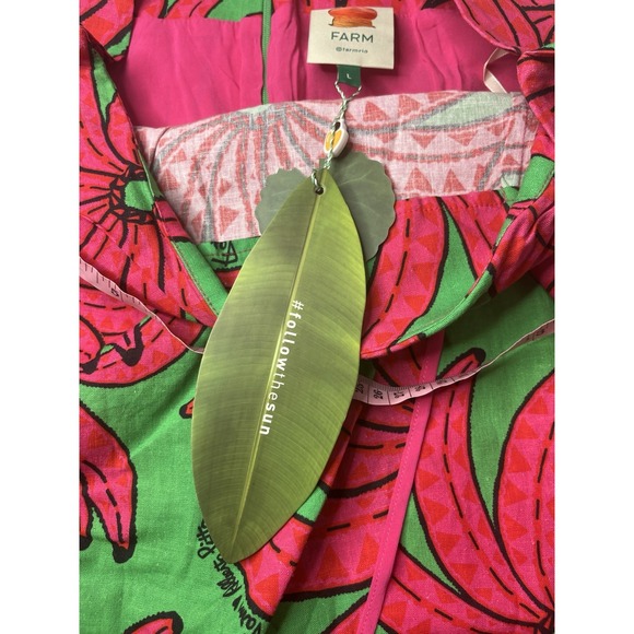 Farm Rio Banana Pitta Midi Skirt Pink Green Size Large NWT Faux Wrap - Picture 8 of 10